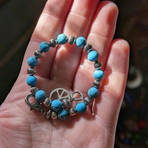 Turquoise and metal bead bracelet with clasp